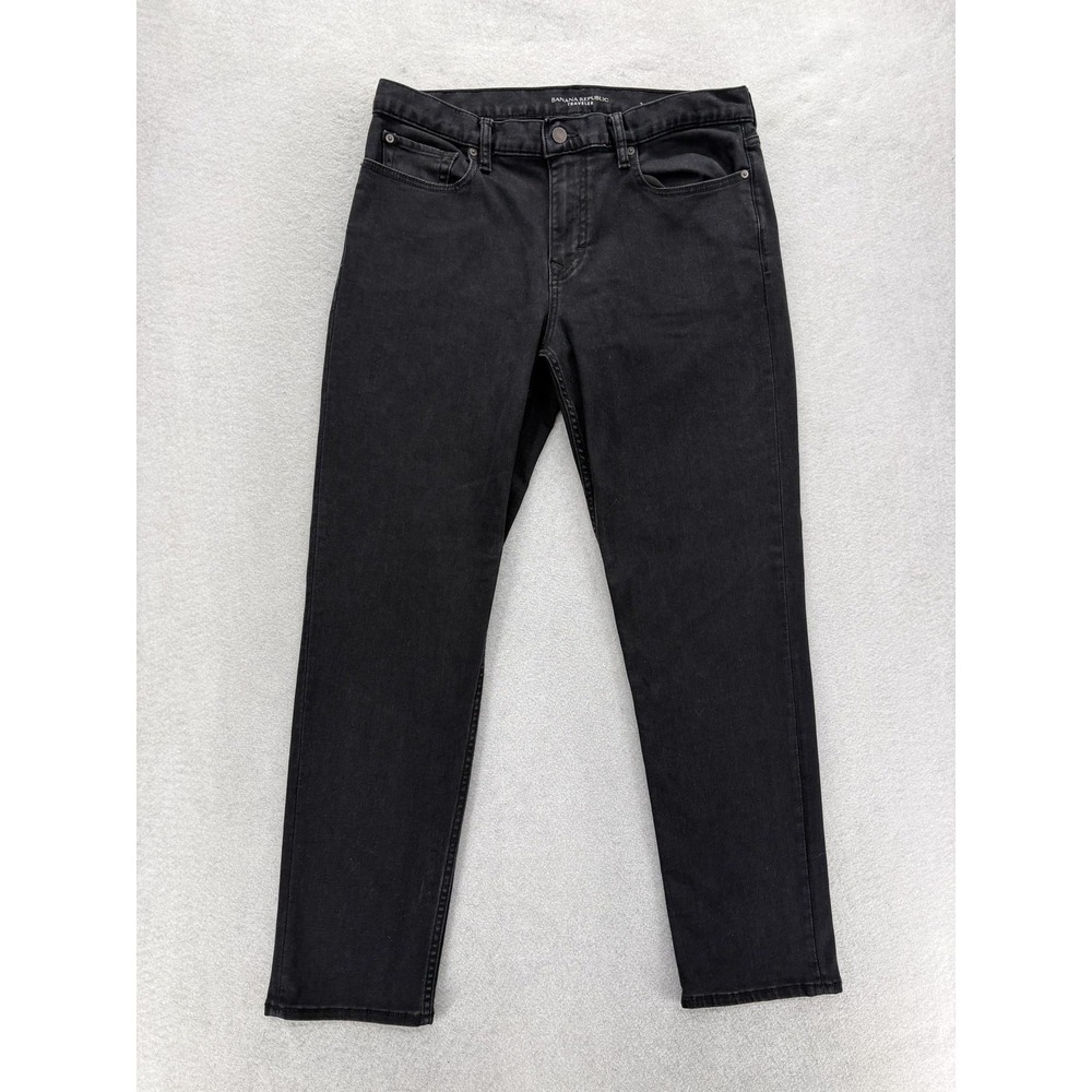 Banana Republic Traveler Jeans Mens 34x30 Black Dark Wash Slim Tapered Denim